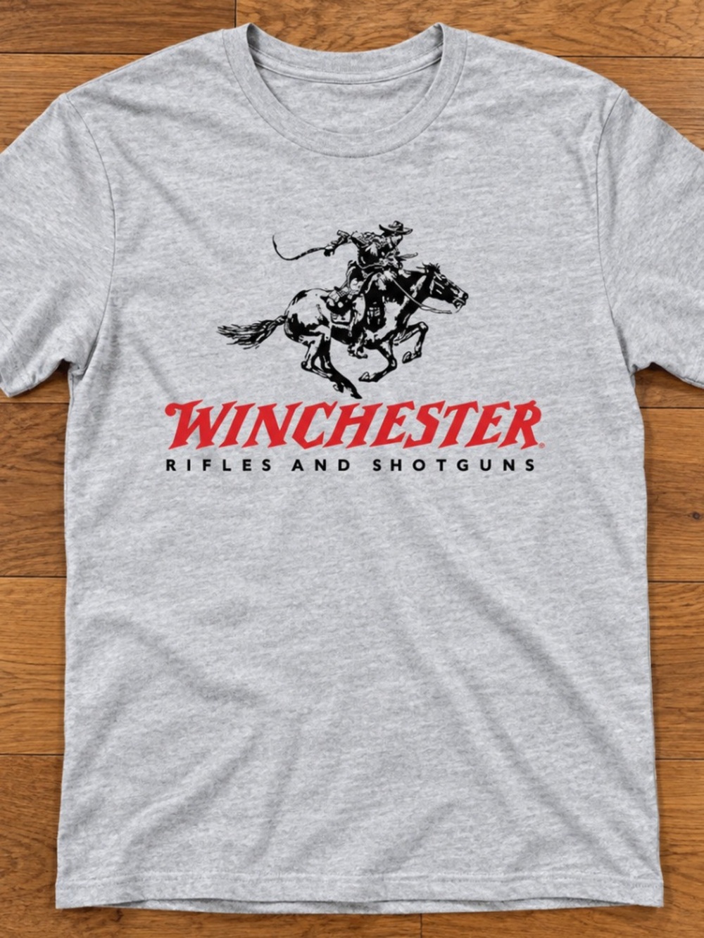 Gildan Heather Gray Winchester Graphic Tee with Red Logo